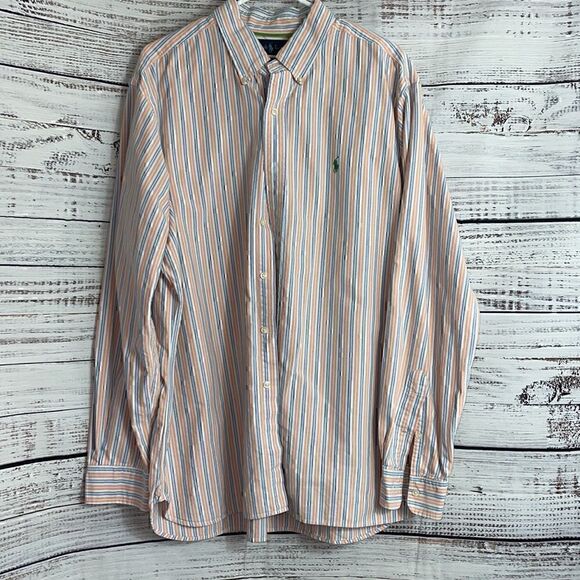Ralph Lauren Shirt Mens Sz XL Classic Fit striped pony cotton Button Up Preppy - Picture 3 of 10